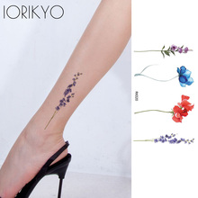 Iorikyo tatuagem temporária sexy lavanda flor adesivo feminino braço flores de cerejeira transferência de água tatoos crianças mão orquídea tatuagem 2024 - compre barato