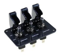 Interruptor de coche de carreras de 3x12V, tipo de avión/cubierta de carbono, LED, Control de interruptor de palanca, cubierta abatible, precio bajo 2024 - compra barato