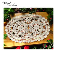 DIY Hand Crochet Lace Table Mats Garden Oval European Kitchen Dining Tray Mat Decoration Accessories Pad  Placemat 30*50cm 4pcs/ 2024 - buy cheap