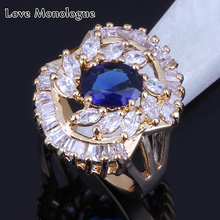 Love Monologue Exquisite Blue & White Cubic Zirconia Yellow Gold Color Rings For Women H0040 2024 - buy cheap