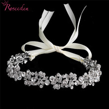 Rhodium Plated Flower Bridal Headpiece Rhinestone Leaf Wedding Headband Tiara Hair Vine Accessories Jewelry Handmade RE3153 2024 - buy cheap