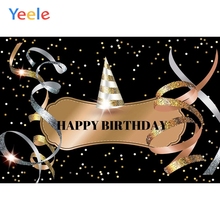 Yeele Happy Birthday Party Photocall Background Gold Flash Ribbon Woman Man Custom Vinyl Photography Backdrop For Photo Studio 2024 - buy cheap