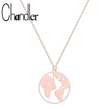 Chandler Stainless Steel Globe Map Necklace Travel Jewellery Gift Earth Necklaces Graduation Gift Lover Personalized Jewelry 2024 - buy cheap