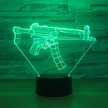 Machine Gun Modeling 3d Small Night Lights Colorful Touch Remote Control 3d Led Small Lamp Acrylic Kids Lights Lamps 2024 - buy cheap