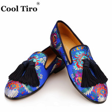 Cool Tiro Jacquard Loafers Men Silk Tassels Moccasins Men's Smoking Slippers Wedding Dress Shoes Leather Slip on Flats Handmade 2024 - купить недорого