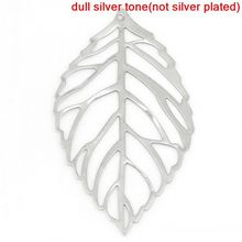 DoreenBeads Retail Charm Pendants Leaf Silver Color Hollow 5.4x3.1cm,100PCs 2024 - buy cheap