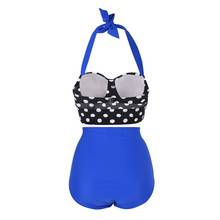 Retro High Waist Bikini Push Up Two Pieces Swimwear Women Sexy Backless Swimsuit Polka Dot Print Plus Size Beach Wear 2024 - buy cheap