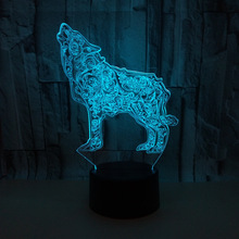 Novo Lobo 3d Acrílico Lâmpada De Mesa Noite 7 cor Visão Estéreo 3d Vision Candeeiro de Mesa de Toque interruptor Remoto decorativa do Natal luzes 2024 - compre barato