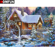 HOMFUN Full Square/Round Drill 5D DIY Diamond Painting "Snow house" Embroidery Cross Stitch 5D Home Decor Gift A14904 2024 - buy cheap