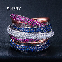 SINZRY-anillos de lujo de circonia cúbica para mujer, micro pavé, giro multicapa, anillo de dedo colorido, joyería para disfraz 2024 - compra barato