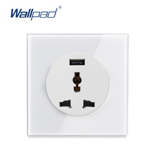 Wallpad-toma eléctrica de pared L6, toma de corriente Universal multifunción de vidrio blanco, con puerto de carga USB de 2.1A, para UE y Reino Unido 2024 - compra barato