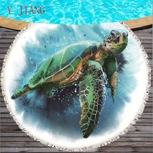 Marine Animal Turtle Beach Towel  Pixie Round Tortoise Microfiber Blanket With Tassel Summer Bohemian Picnic Mat Custom pattern 2024 - buy cheap