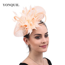 Elegant Ladies Hair Champagne Fascinators Hair Accessories Hats Headbands Women Fancy Feather Wedding Race Female Derby Headwear 2024 - buy cheap