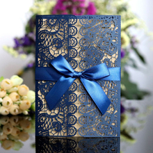 50pcs Luxury Flora Laser Cut Wedding Invitations Card With Ribbon Greeting Card Customize Wedding Decoration Party Favors 2024 - buy cheap