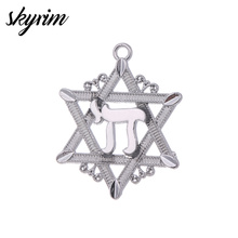 Skyrim-abalorio de Estrella de David, joyería de tantrismo, símbolo de judaísmo, Chai judaísmo, accesorios colgantes, venta al por mayor, 10 Uds. 2024 - compra barato
