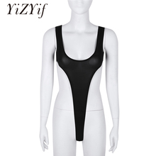 Yizyif-body de corte alto feminino, roupa íntima com tanga e malha, uma peça de seda, transparente e pura, decote profundo, sem mangas 2024 - compre barato