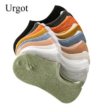 Urgot-Calcetines cortos invisibles para mujer, medias de algodón de Color sólido, antideslizamiento, estilo Retro, 5 pares 2024 - compra barato