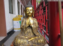 Estátua colecionável de bronze dourado s2767, estátua do budismo tibetano em bronze folclore, sakyamuni tathagata amitabha 2024 - compre barato