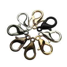 50 unids/set de ganchos de broche de langosta para joyería, 12x6mm, negro, Gunblack, oro rosa, rodio, bronce, oro, plata, tono de aleación, F112 2024 - compra barato