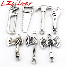 MIC  14  pcs Zinc Alloy Wrench Hatchet Hacksaw Hammers mixed tool  Charms Pendant DIY Jewelry 7- style   nm322 2024 - buy cheap