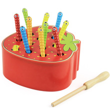 3d quebra-cabeças educação crianças modelo de madeira brinquedos frutas legumes aprendizagem quebra-cabeça magnético bebê pegar insetos worm jogo 2024 - compre barato