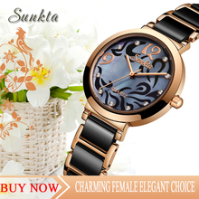 SUNKTA Diamond Quartz Women Watches Top Luxury Brand Simple Casual Waterproof Watches Women Girl Ceramic Clock Relogio Feminino 2024 - buy cheap