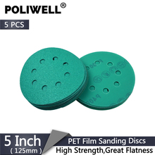 POLIWELL 5PCS 5 Polegada 60 8-Buraco-2000 Grit Lixa 125 milímetros Reunindo-se Lixar Filme de Poliéster Verde disco de Polimento De Carro Molhado E Seco de Papel 2024 - compre barato