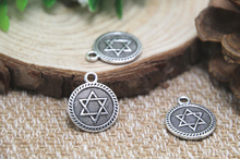 20 piezas-amuletos de Estrella de David, colgantes de plata tibetana antigua, estrella de 6 puntas, hexagrama, 18x15mm 2024 - compra barato