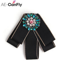 AE-CANFLY Vintage Brooches Ribbon Crystal Bowknot retro Wedding Broches Jewelry Women gift party 2024 - buy cheap
