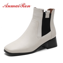 AnmaiRon women fashion square toe slip-on short boots lady high heel botas mujer Big size 34-40 ZYL1328 2024 - buy cheap