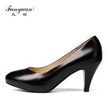 Fanyuan New Fashion Genuine Leather Pumps  High Heels slip-on Solid Shoes Woman Concise Spring OL Pumps Big Size 32-42 2024 - buy cheap