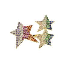 Sparking-anillo abierto de Circonia cúbica, anillo brillante de estrella pavimentada, 3 colores, arcoíris, Azul, Blanco, de alta calidad 2024 - compra barato