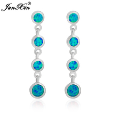 Brincos de jóias de moda azul opala pedra cor prata cheia brincos festa balançar gota brinco nova chegada Ear0539-01 2024 - compre barato