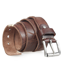 Cinturón Vintage de cuero genuino para hombre, hebilla de Pin de lujo, estilo Hip-hop, 100% 2024 - compra barato
