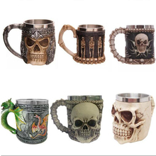 Unusual Stainless Steel Gothic Party Creative Drinking Glass 3D Skull Skeleton Punk Style Wine Glasses Whiskey Cups 2024 - buy cheap