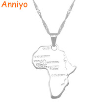 Anniyo-collar con colgante de dos tamaños con mapa de África para mujer y niña, Color plateado, mapas de joyería Africana #107306 2024 - compra barato