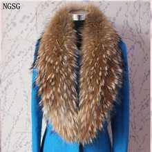2018 Natural Fur Collar Scarf 80 cm-120 cm Genuine 100% Thick Long Fur Raccoon Scarves Women Winter Coat Neck Warm Fur Collars 2024 - buy cheap
