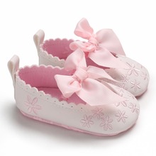 Baby Girls Toddler Infant First Walkers Spring Soft Sole Non-Slip PU Princess Casual Floral Embroidery Shoes with Bowknot 0-18M 2024 - buy cheap
