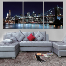 Frame Pictures Home Decor Living Room 3 Panel City Bridge Night View HD Printed Modern Canvas Painting Wall Art Modular Poster 2024 - buy cheap