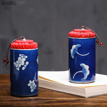 NOOLIM Retro Blue and White Porcelain Hand Painted Sealed Cans Storage Tank Spice Jar Ceramic Mini Portable Travel Tea Caddy 2024 - buy cheap
