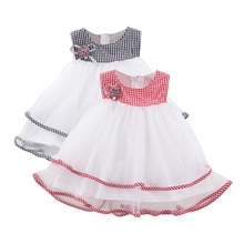 Verão casual bebê meninas sem mangas xadrez padrão malha vestido crianças criança princesa vestido de verão 2024 - compre barato