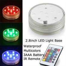 (12pcs/lot) 3AAA Battery Operated  Super Bright Multicolor RGB LED Submersible LED Floralyte Light With Remote Controller 2024 - buy cheap