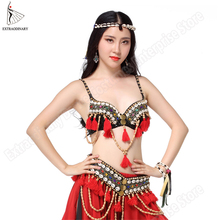 ATS Tribal Bellydance Bra and Belt Stage Performance Women Belly Dance Costume Set Tribal Gypsy Beaded Bra Hip Scarf 2PCS 2024 - buy cheap