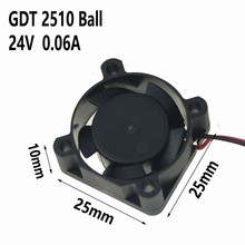 Gdstime 5 pcs  24V 25x25x10mm Mini Radiator 2Pin Connector 2.5 Dual Ball 2510 DC Brushless Fan 25mm x 10mm Cooling Cooler 2024 - buy cheap