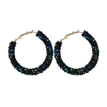 SUMENG новый дизайн, модные серьги-кольца, геометрические круглые блестящие большие серьги Стразы, ювелирные изделия для женщин 2024 - купить недорого