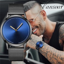Relógio masculino de negócios da moda relógio clássico de quartzo de aço inoxidável relógios militares relógios de pulso masculino relógio presentes 2024 - compre barato