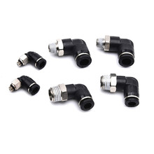 Black 4 6 8 10 12mm Tube to Pneumatic Tube Connectors Elbow Quick Fittings Air fitting M5 1/8" 1/4" 3/8" 1/2" male thread 2024 - buy cheap
