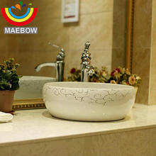 Modern Artistic Golden Liner White Wash Basin Ceramic Round Coutertop Bathroom Sink 2024 - buy cheap