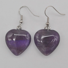 Purple Crystal Stone Heart beads Dangle Earrings Jewelry For Woman Gift T268 2024 - buy cheap