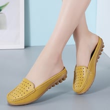 AARDIMI Summer Flat Women's Slippers Genuine Leather Solid Casual Shoes Ladies Slides Zapatos Mujer Clogs Shoes Woman 2024 - buy cheap